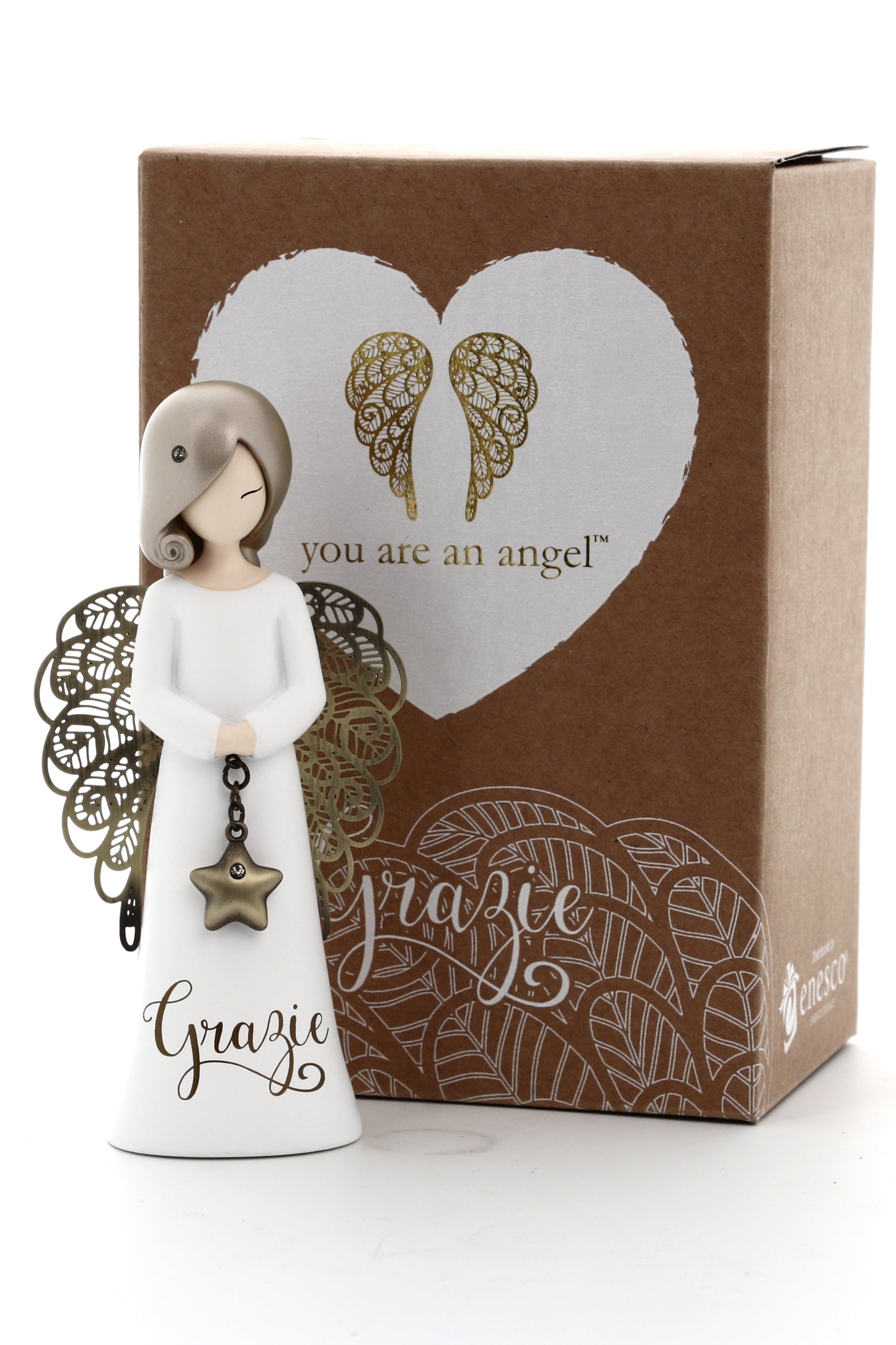 Statua in resina con ali in metallo You Are an Angel - Grazie h. 12,5 cm