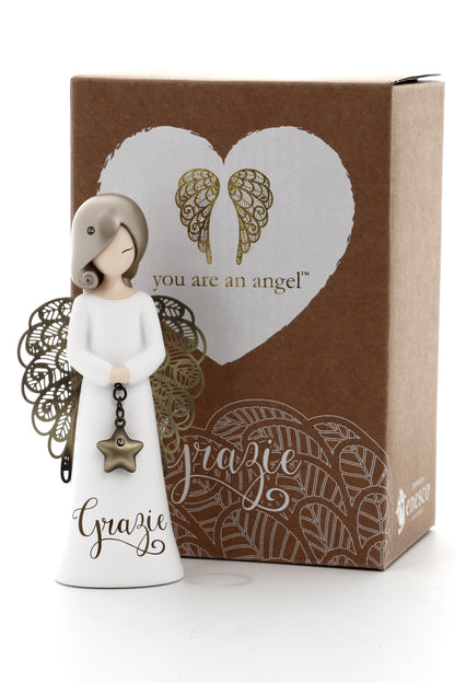 Statua in resina con ali in metallo You Are an Angel - Grazie h. 12,5 cm
