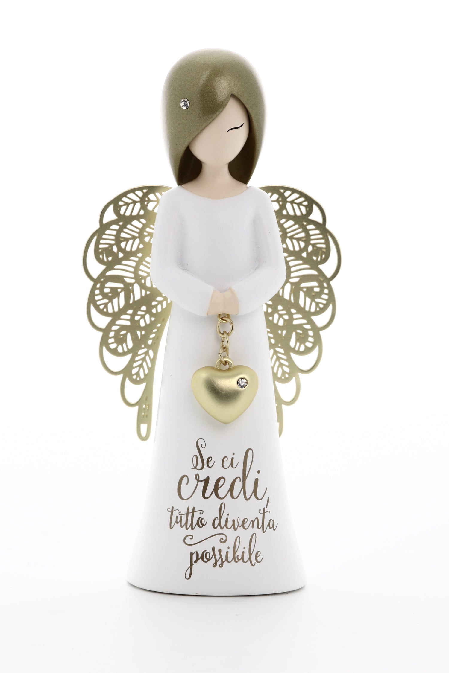 Statua in resina con ali in metallo You Are an Angel - Se ci credi tutto diventa possibile h. 12,5 cm