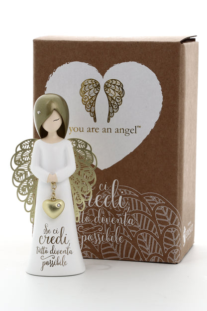 Statua in resina con ali in metallo You Are an Angel - Se ci credi tutto diventa possibile h. 12,5 cm