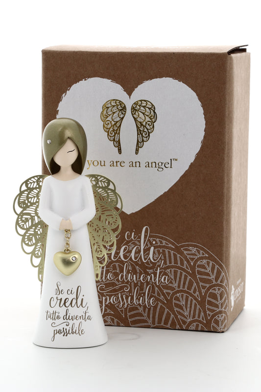 Statua in resina con ali in metallo You Are an Angel - Se ci credi tutto diventa possibile h. 12,5 cm