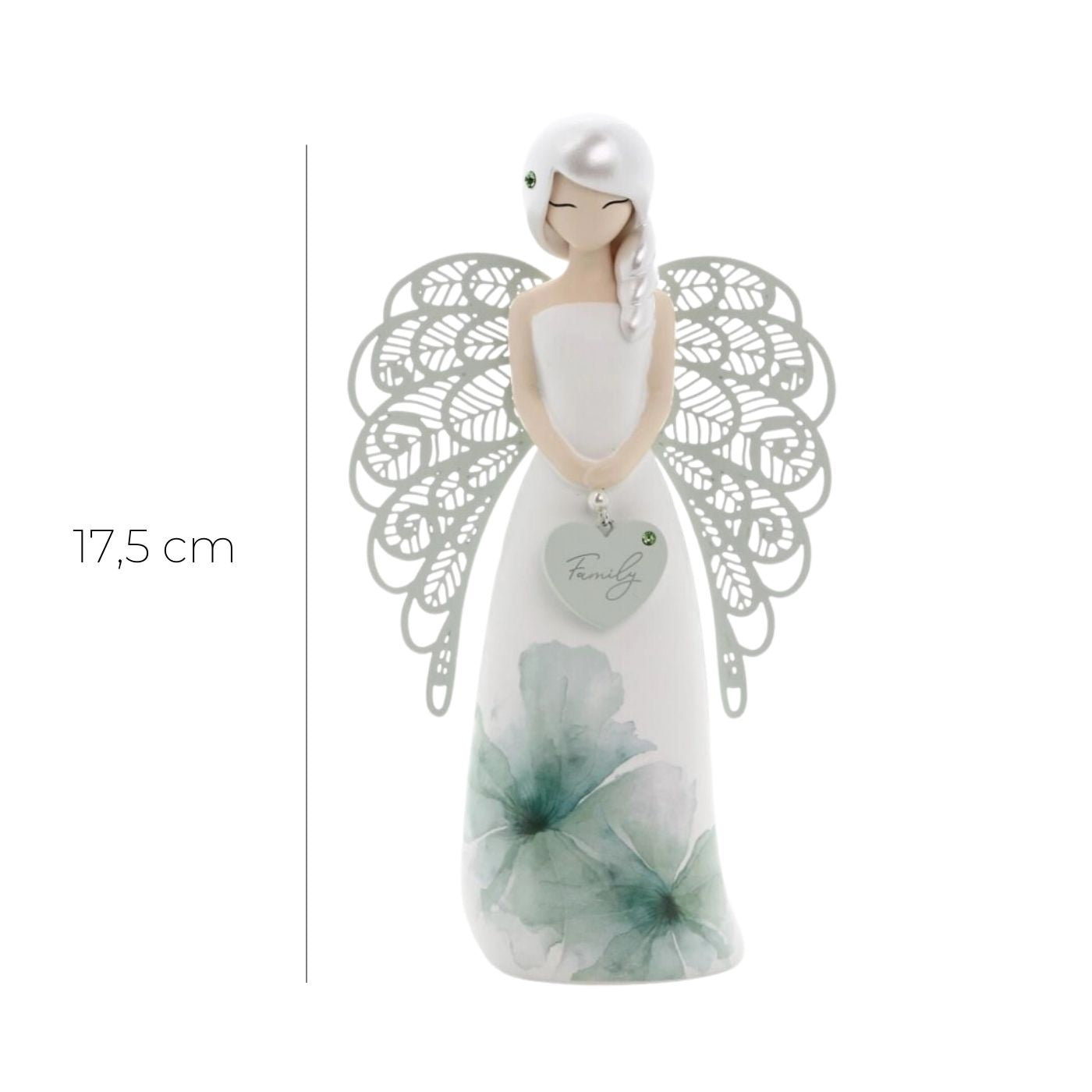 Statua in resina con ali in metallo You Are an Angel -  Family h. 17,5 cm