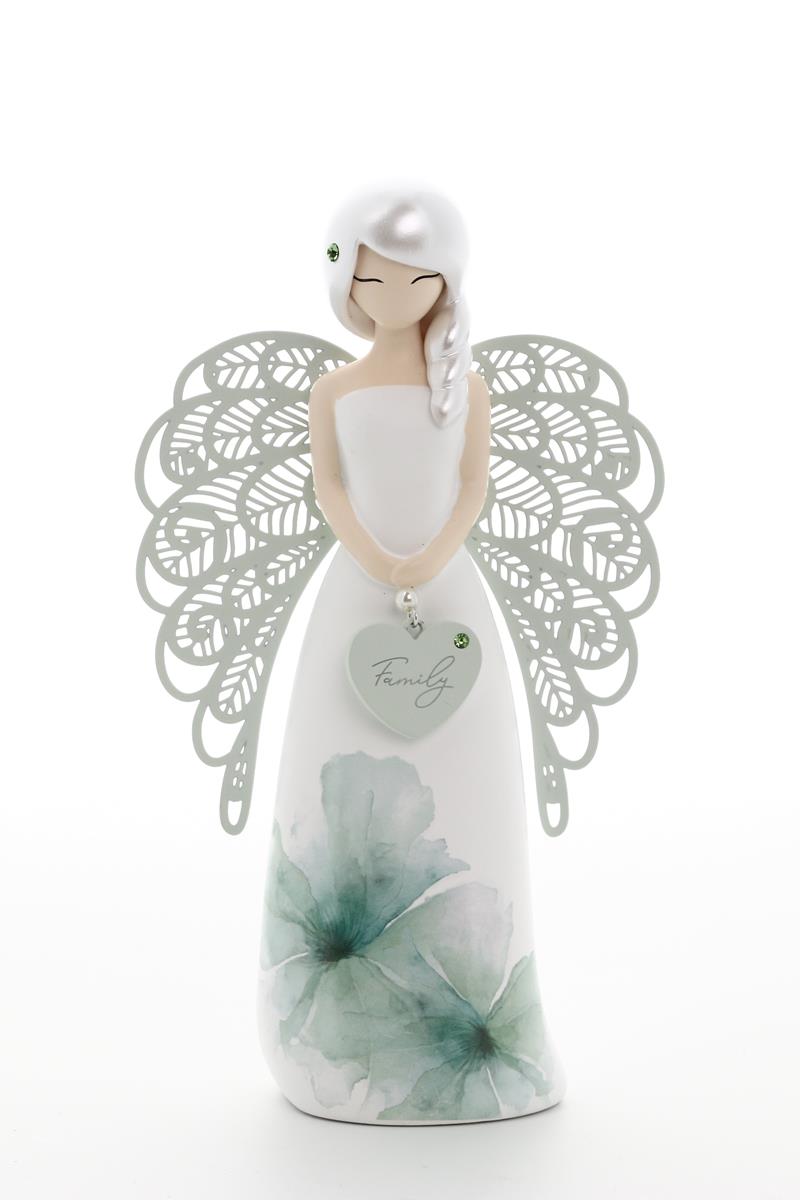 Statua in resina con ali in metallo You Are an Angel -  Family h. 17,5 cm