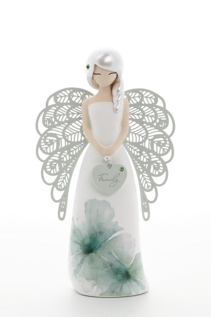 Statua in resina con ali in metallo You Are an Angel -  Family h. 17,5 cm