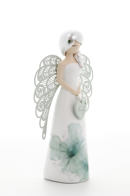 Statua in resina con ali in metallo You Are an Angel -  Family h. 17,5 cm