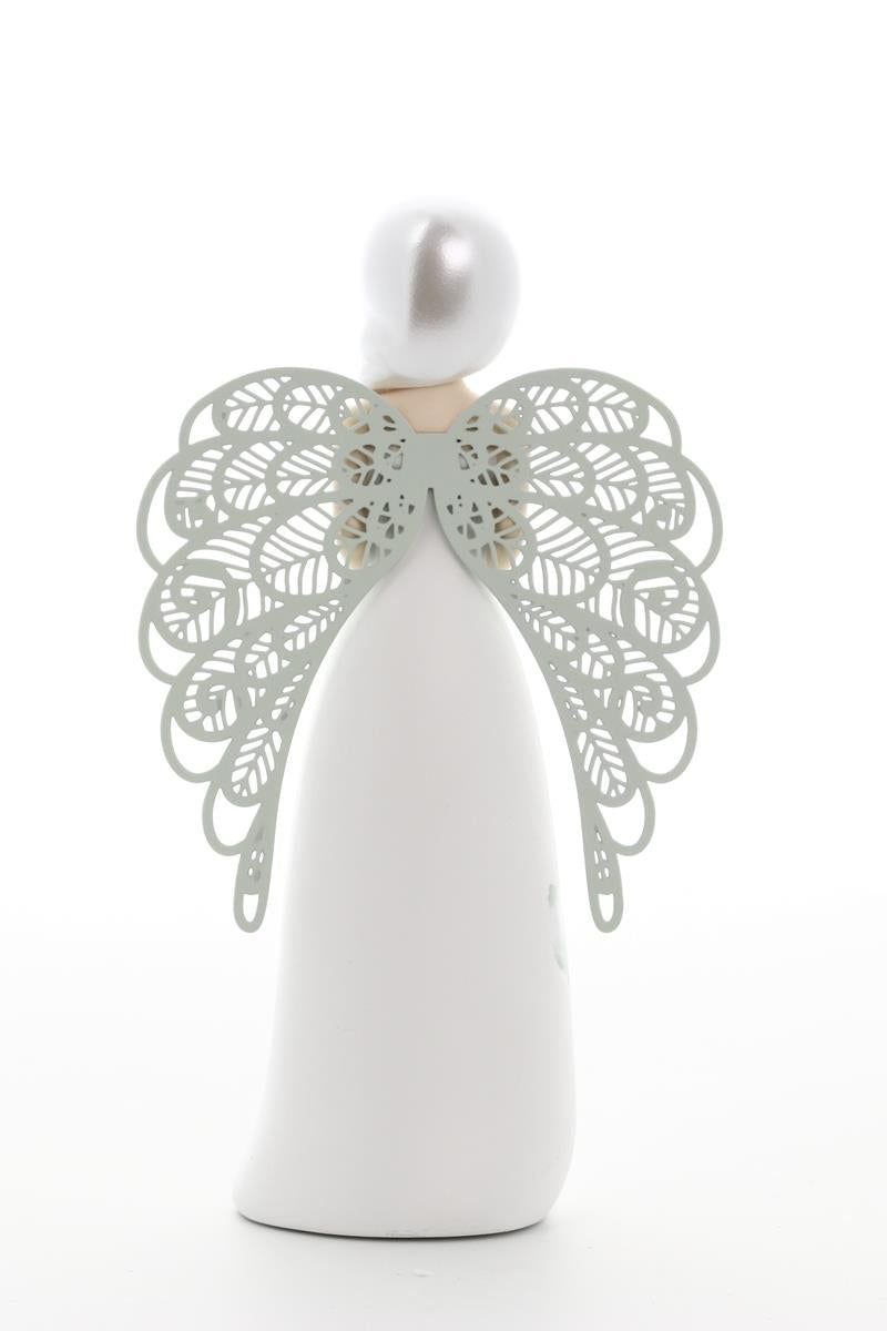 Statua in resina con ali in metallo You Are an Angel -  Family h. 17,5 cm