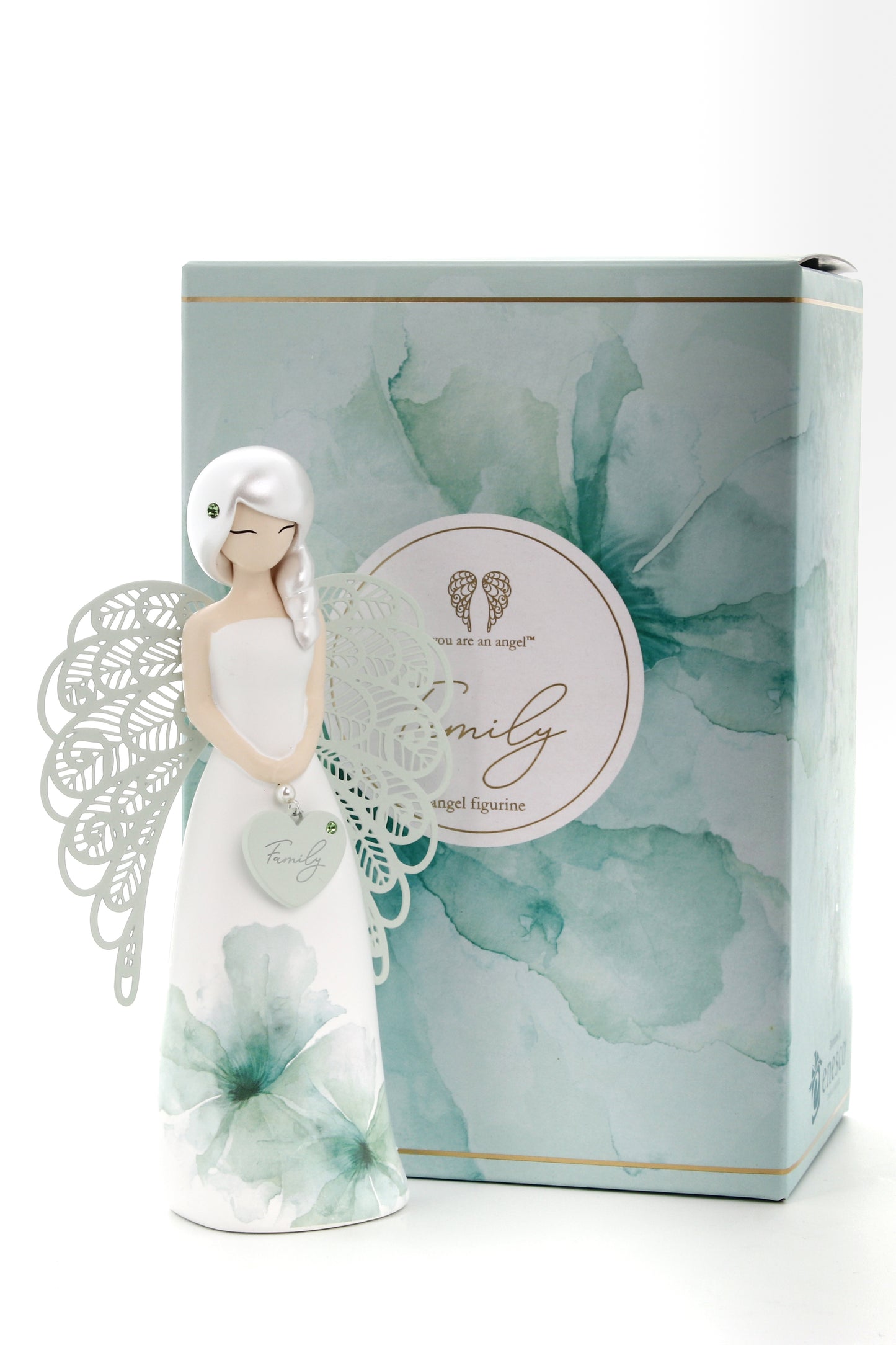 Statua in resina con ali in metallo You Are an Angel -  Family h. 17,5 cm