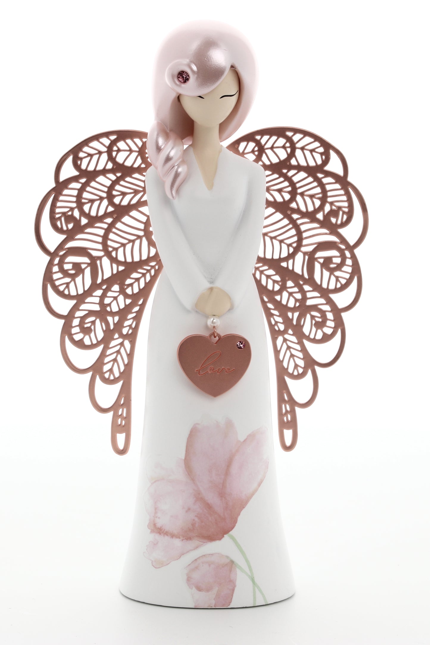 Statua in resina con ali in metallo You Are an Angel - Love h. 17,5 cm