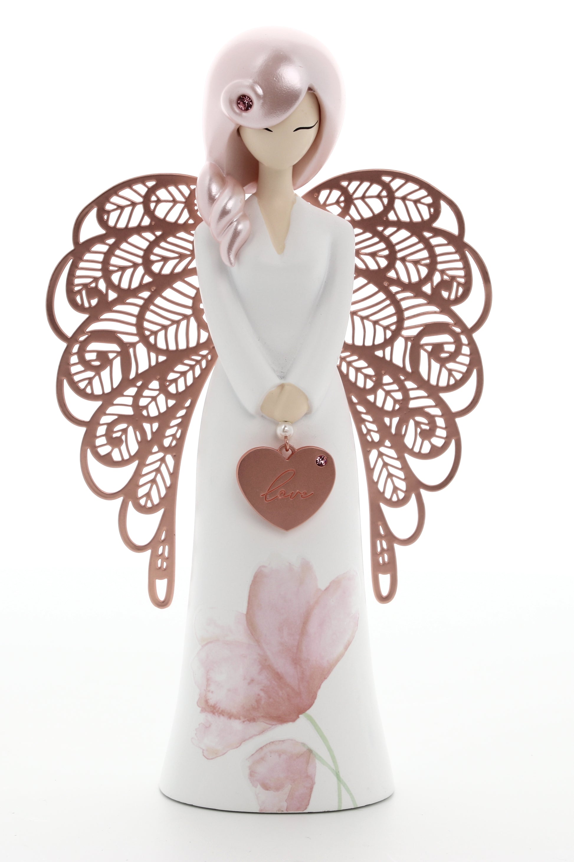Statua in resina con ali in metallo You Are an Angel - Love h. 17,5 cm