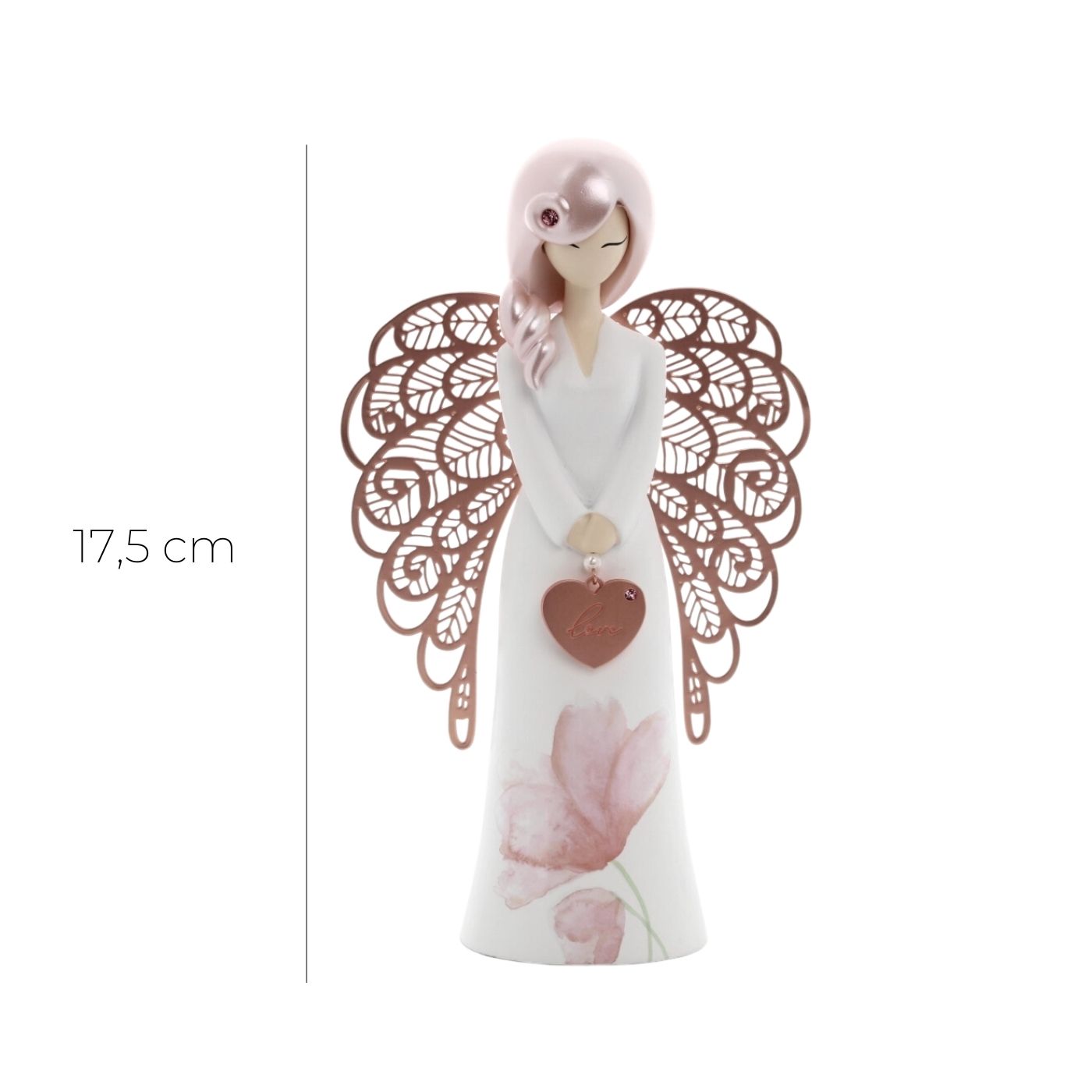 Statua in resina con ali in metallo You Are an Angel - Love h. 17,5 cm