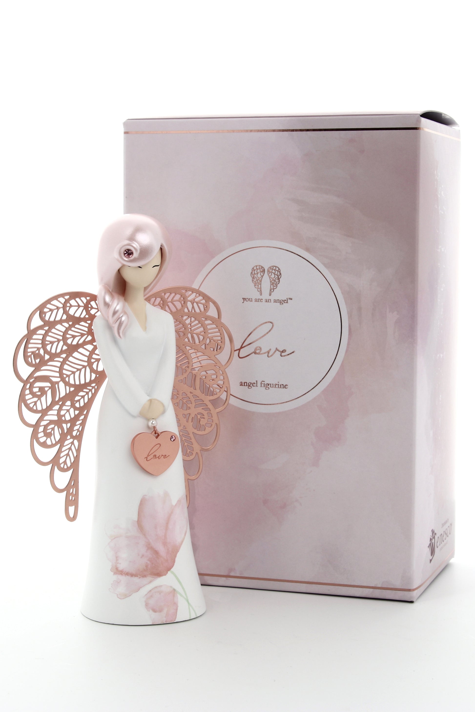 Statua in resina con ali in metallo You Are an Angel - Love h. 17,5 cm