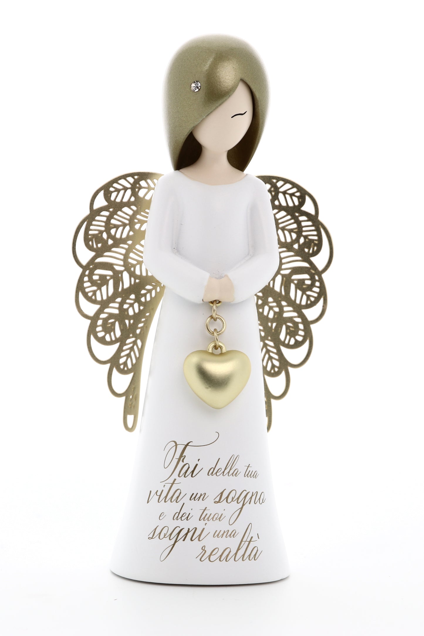 Statua in resina con ali in metallo You Are an Angel - Fai della tua vita un sogno e dei tuoi sogni realtà h. 12,5 cm