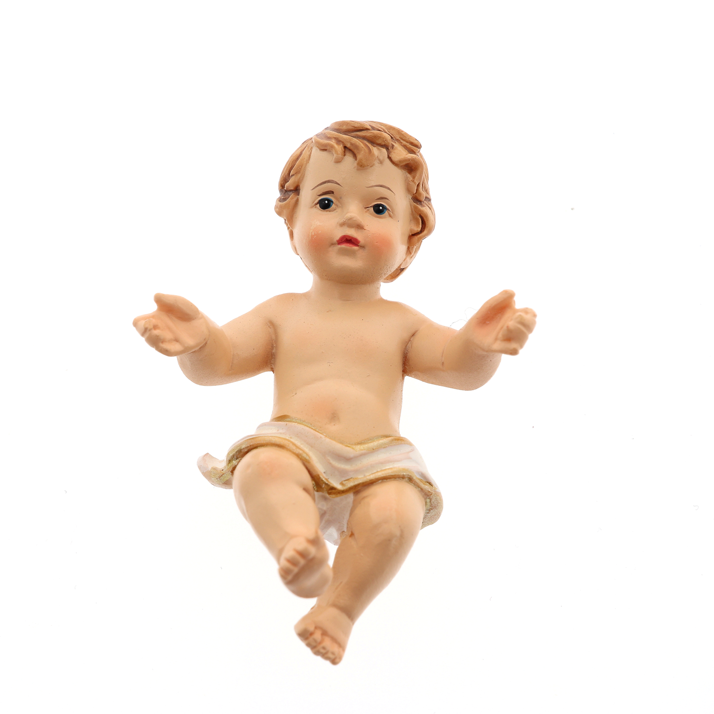 Statua Gesù Bambino con lenzuolino, in resina. Altezza 6,5 cm