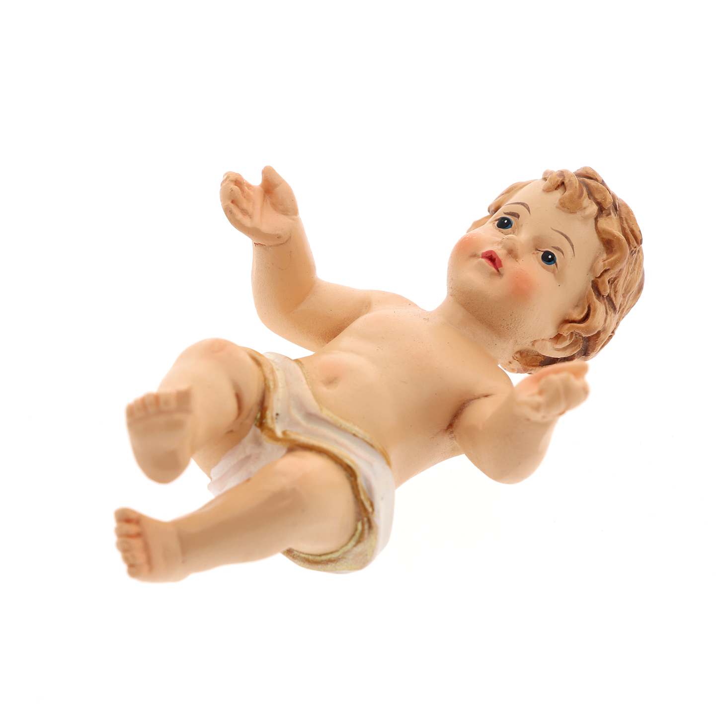 Statua Gesù Bambino con lenzuolino, in resina. Altezza 6,5 cm