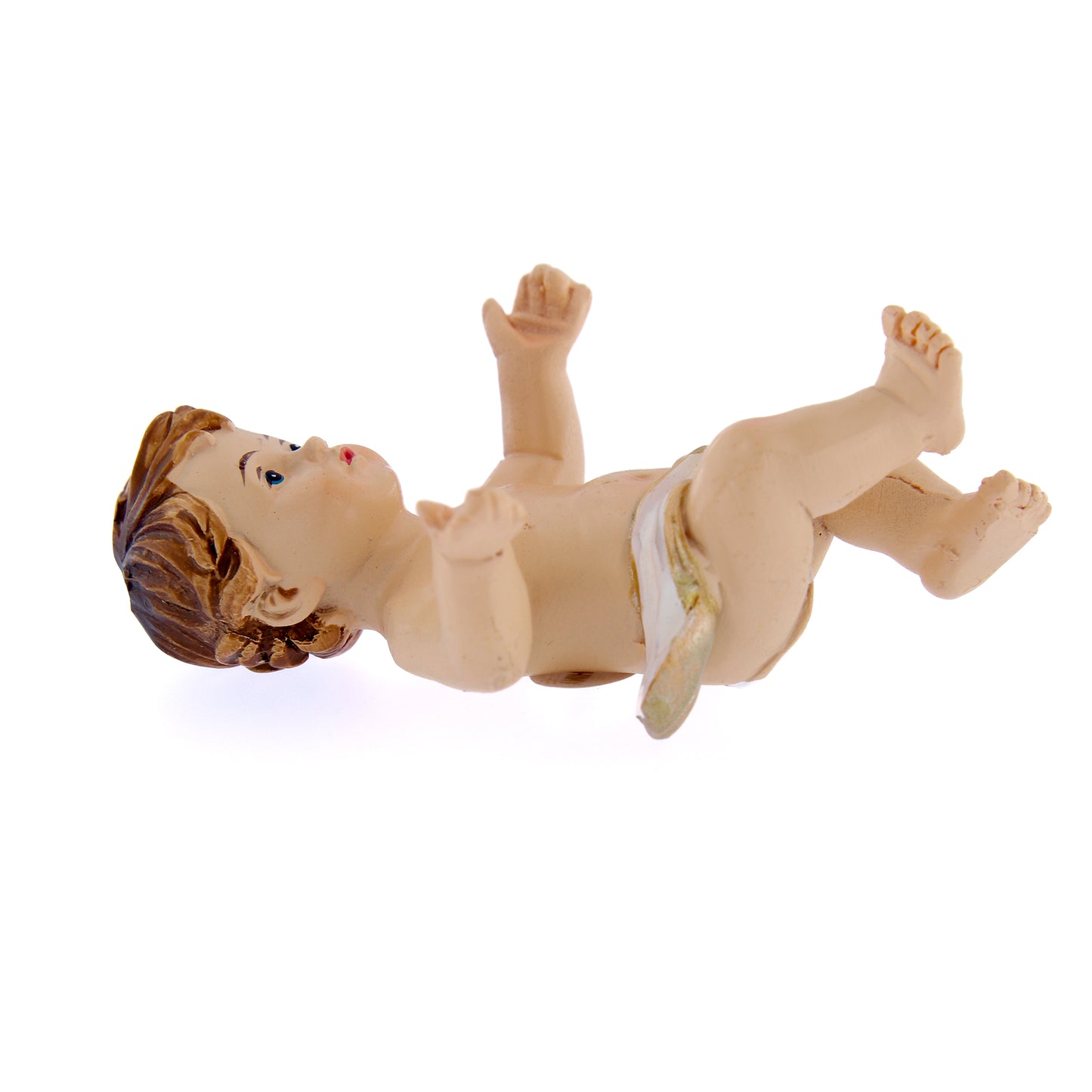 Statua Gesù Bambino con lenzuolino, in resina. Altezza 6,5 cm