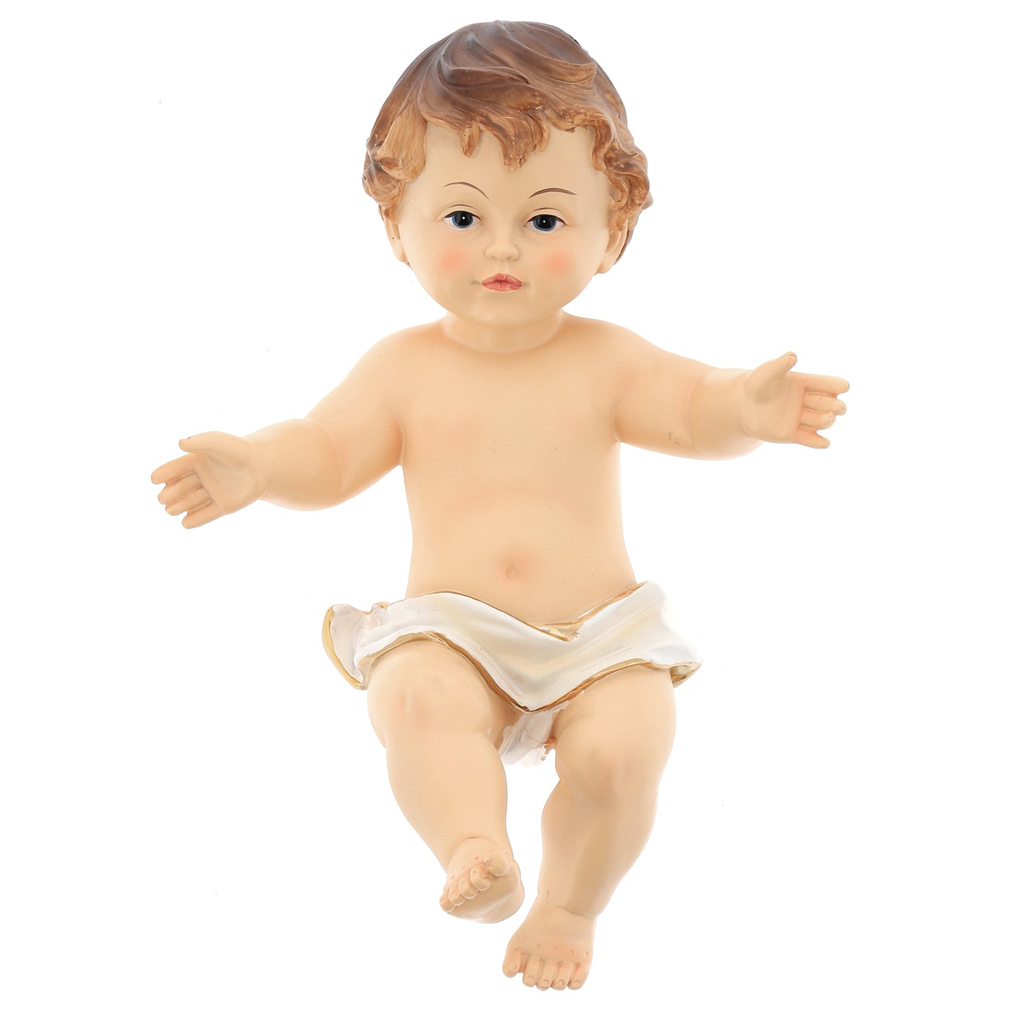 Statua Gesù Bambino con lenzuolino, in resina. Altezza 29 cm