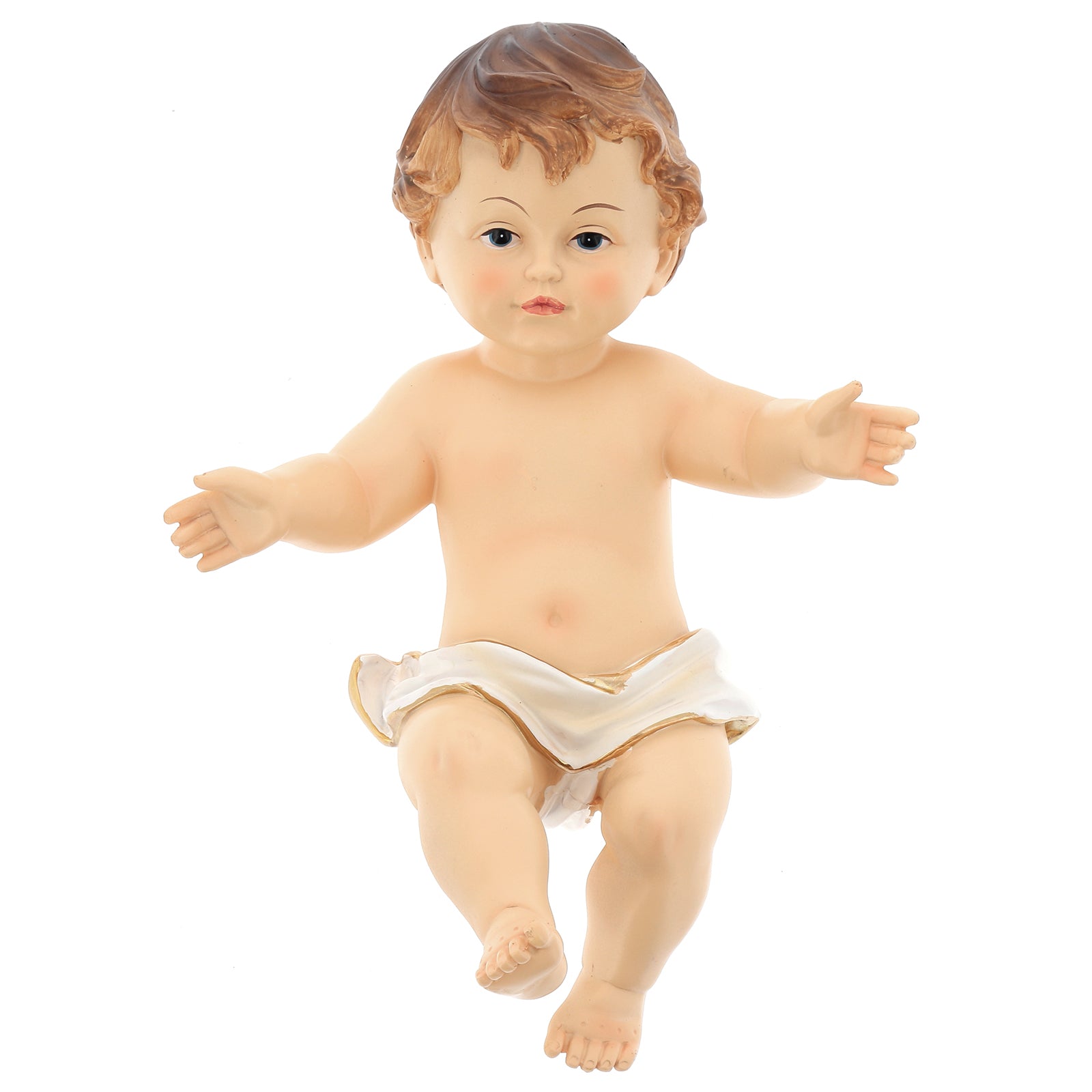 Statua Gesù Bambino con lenzuolino, in resina. Altezza 29 cm
