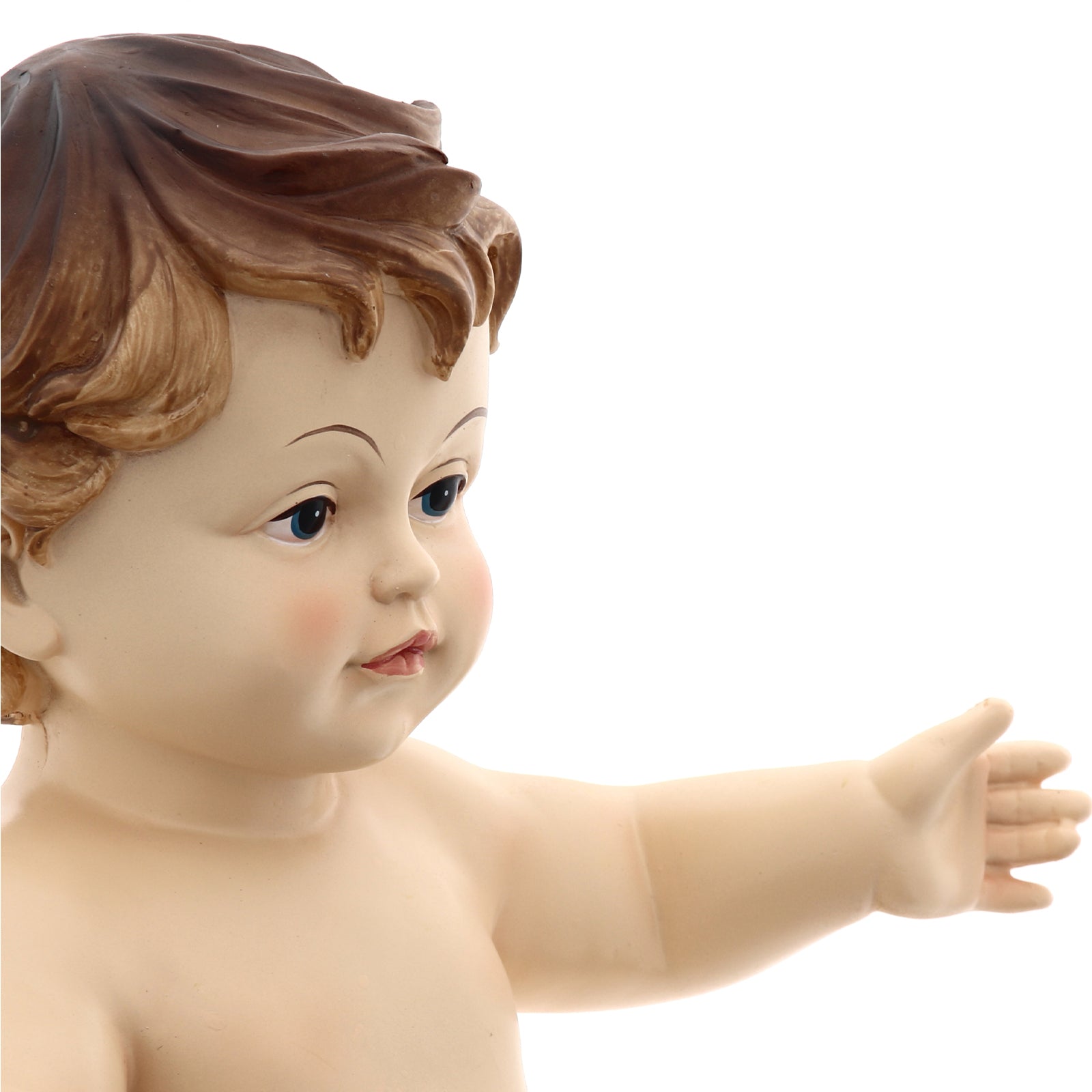 Statua Gesù Bambino con lenzuolino, in resina. Altezza 29 cm