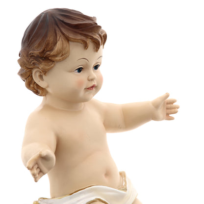 Statua Gesù Bambino con lenzuolino, in resina. Altezza 29 cm