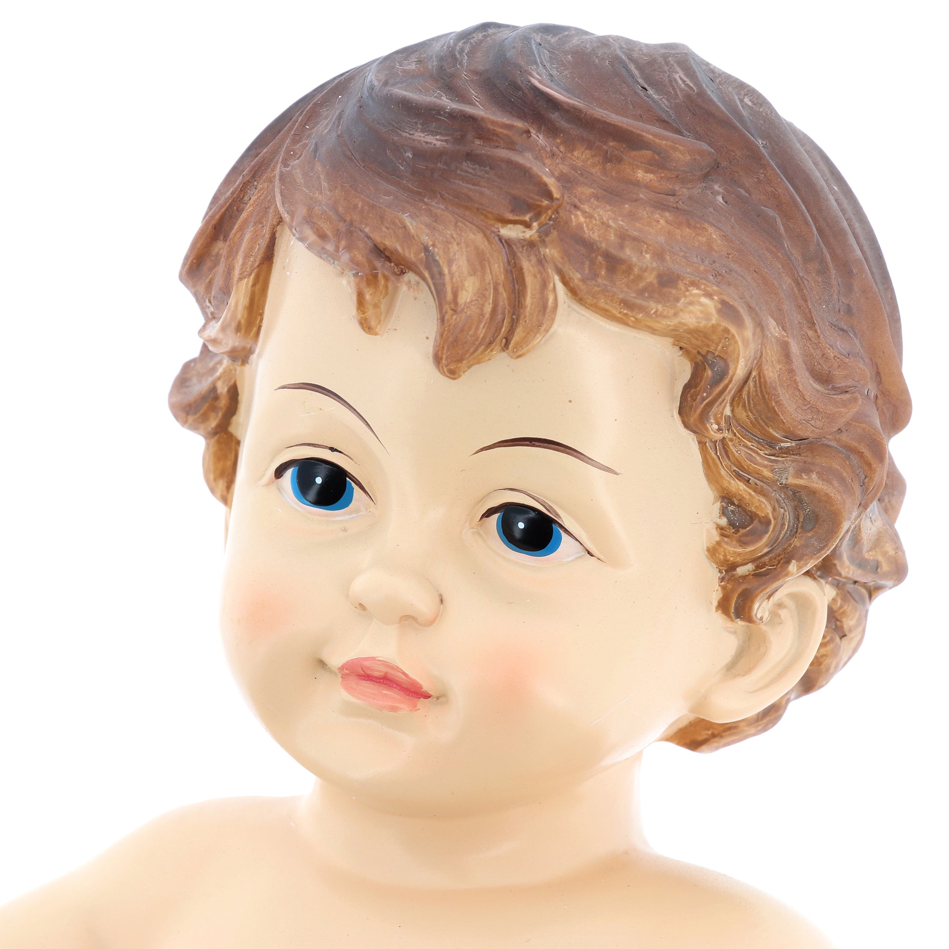 Statua Gesù Bambino con lenzuolino, in resina. Altezza 34 cm