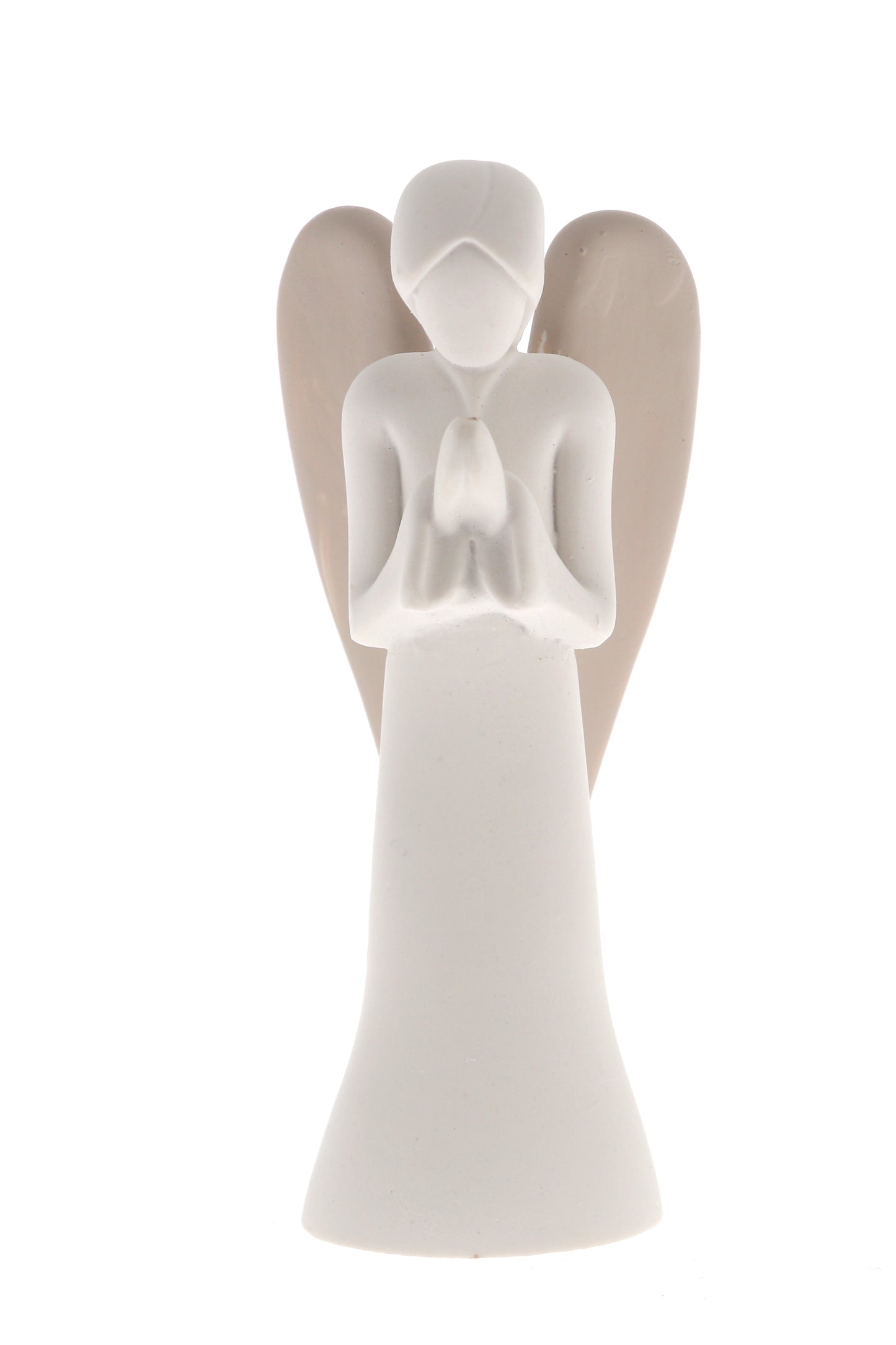 Statua Angelo in resina bianca e tortora. Altezza 9 cm