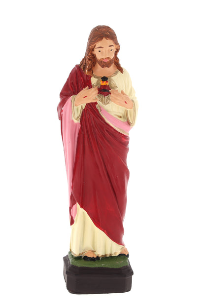 Statua Sacro Cuore di Gesu' in materiale infrangibile da esterno. Altezza 16 cm