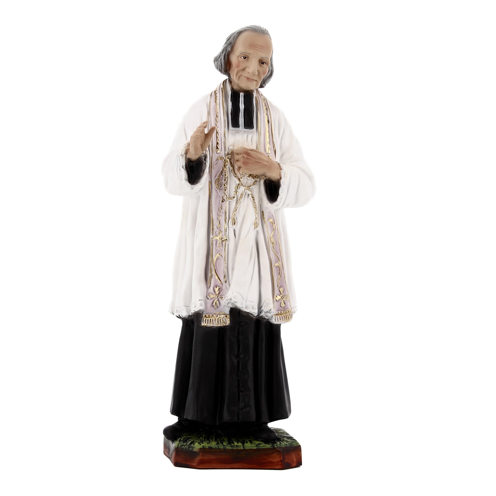 Statua Santo Curato D'Ars, in resina. Altezza 30 cm