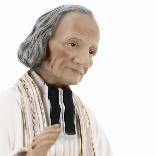 Statua Santo Curato D'Ars, in resina. Altezza 30 cm