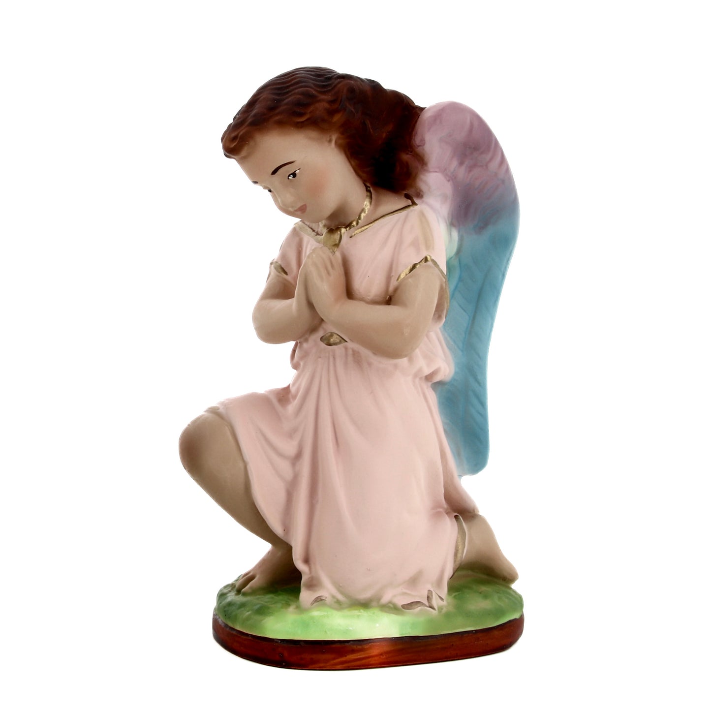 Coppia di angeli in adorazione in resina h. 17 cm