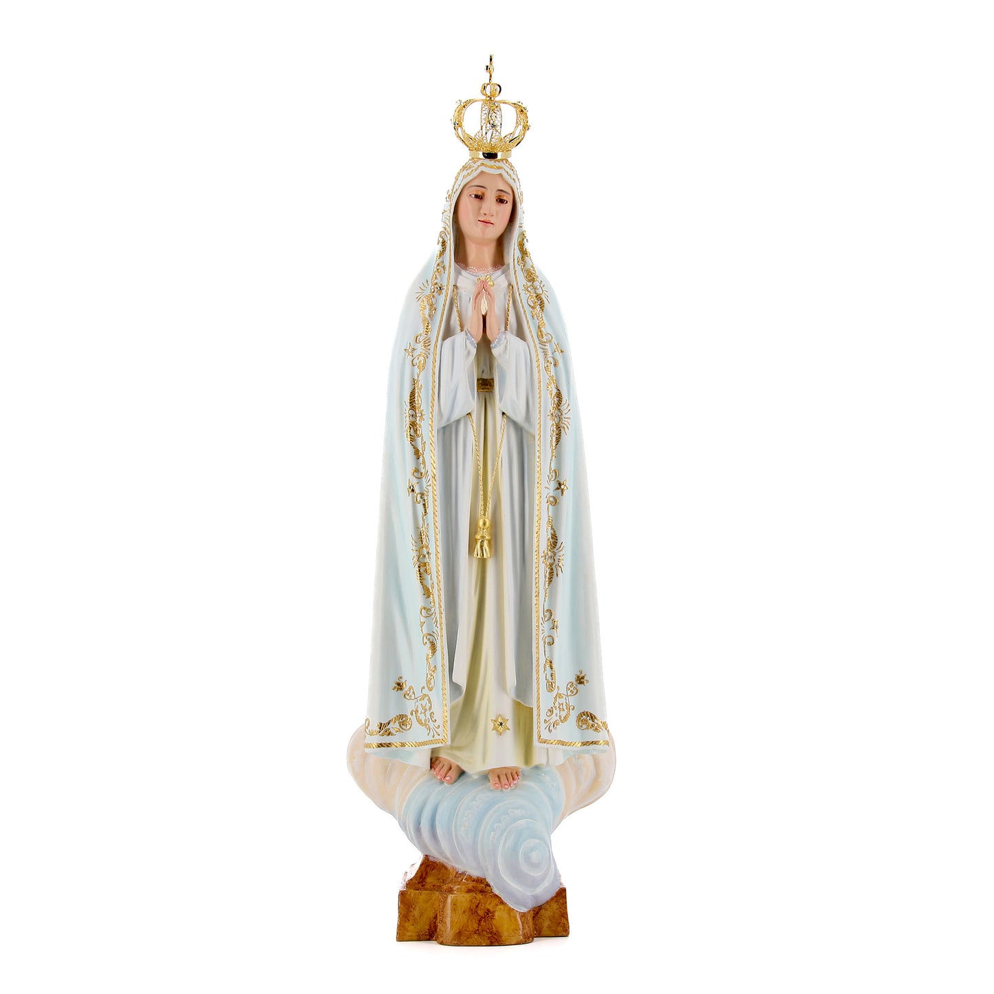 Statua Madonna di Fatima, in legno. Altezza 60 cm