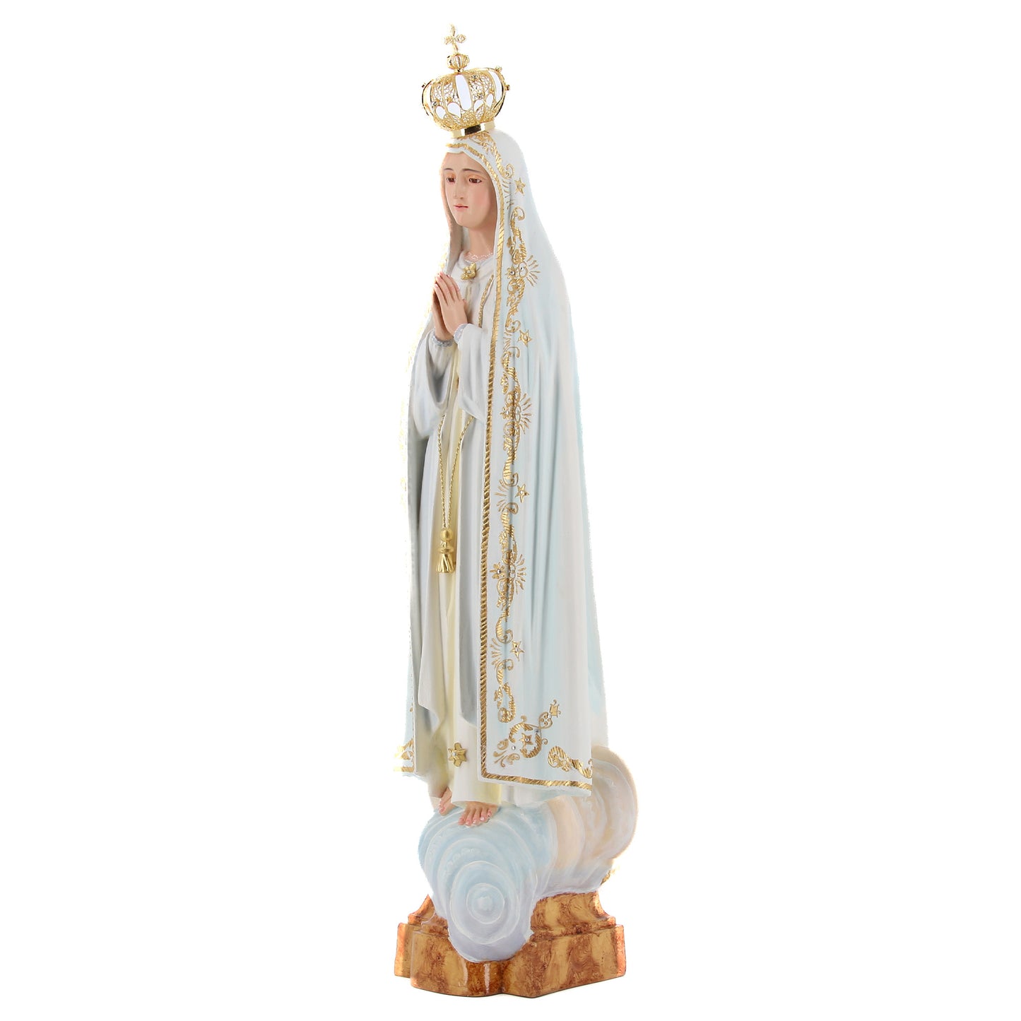 Statua Madonna di Fatima, in legno. Altezza 60 cm