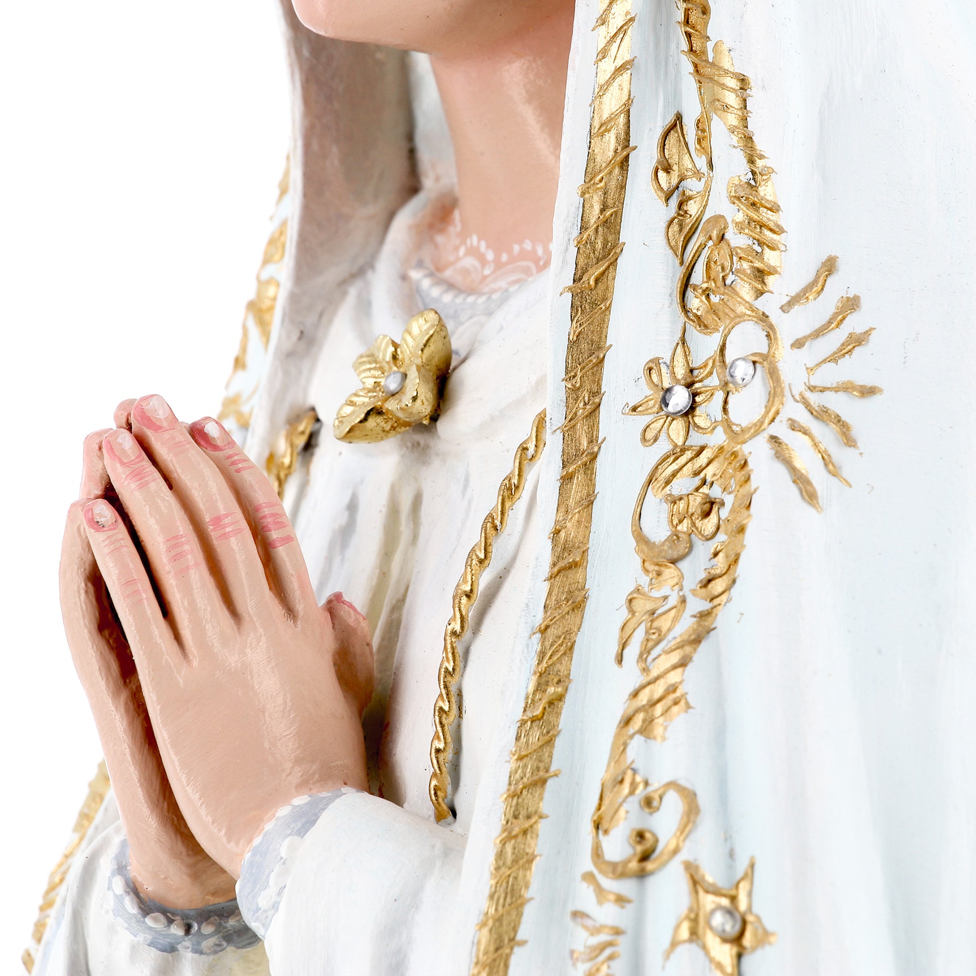 Statua Madonna di Fatima, in legno. Altezza 60 cm