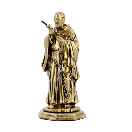 Statua san Pio in resina bronzata. Altezza 20 cm