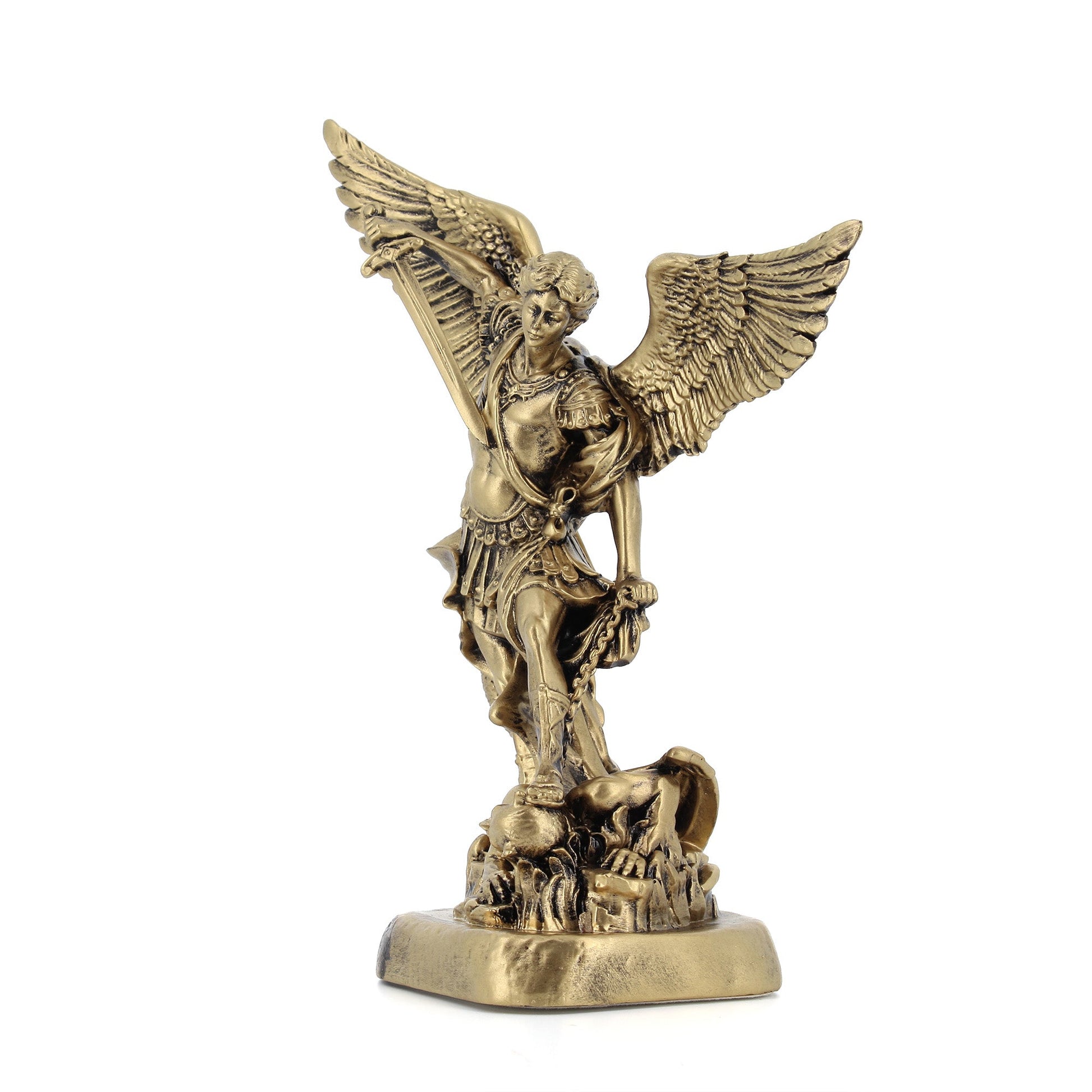 Statua San Michele in resina bronzata. Altezza 20 cm