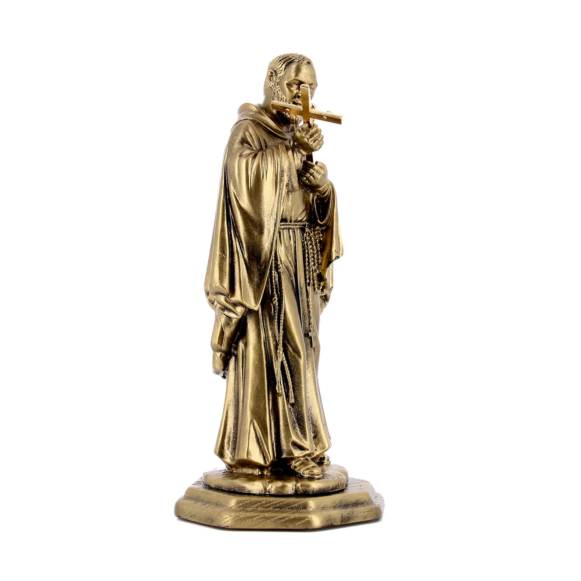 Statua san Pio in resina bronzata. Altezza 20 cm