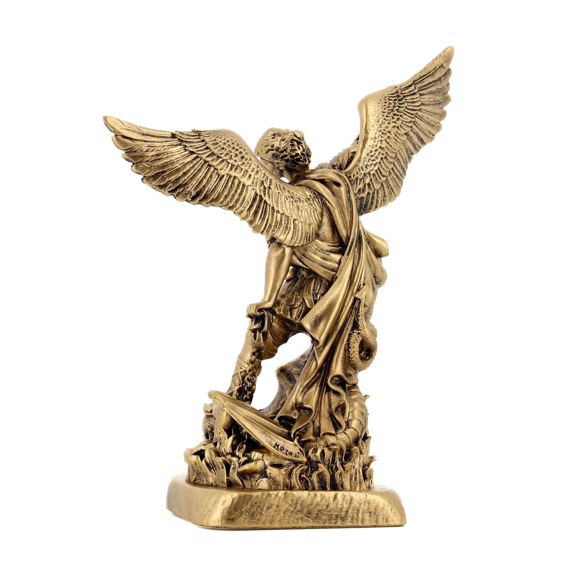 Statua San Michele in resina bronzata. Altezza 20 cm