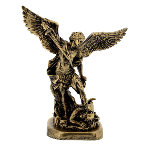 Statua San Michele in resina bronzata. Altezza 15 cm