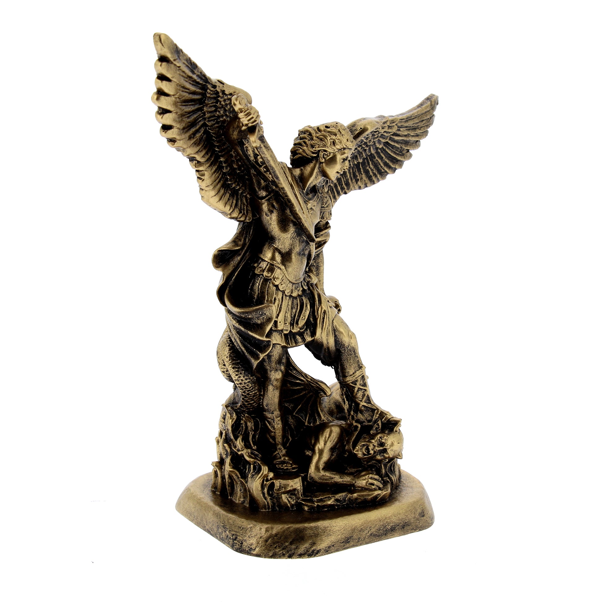 Statua San Michele in resina bronzata. Altezza 15 cm