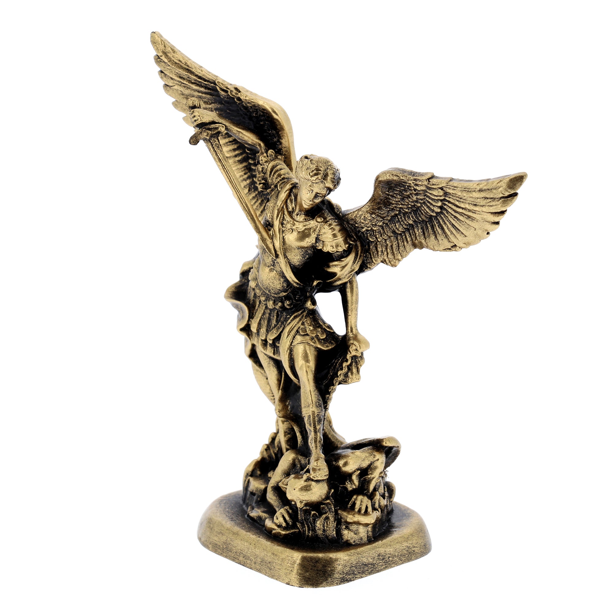 Statua San Michele in resina bronzata. Altezza 10 cm