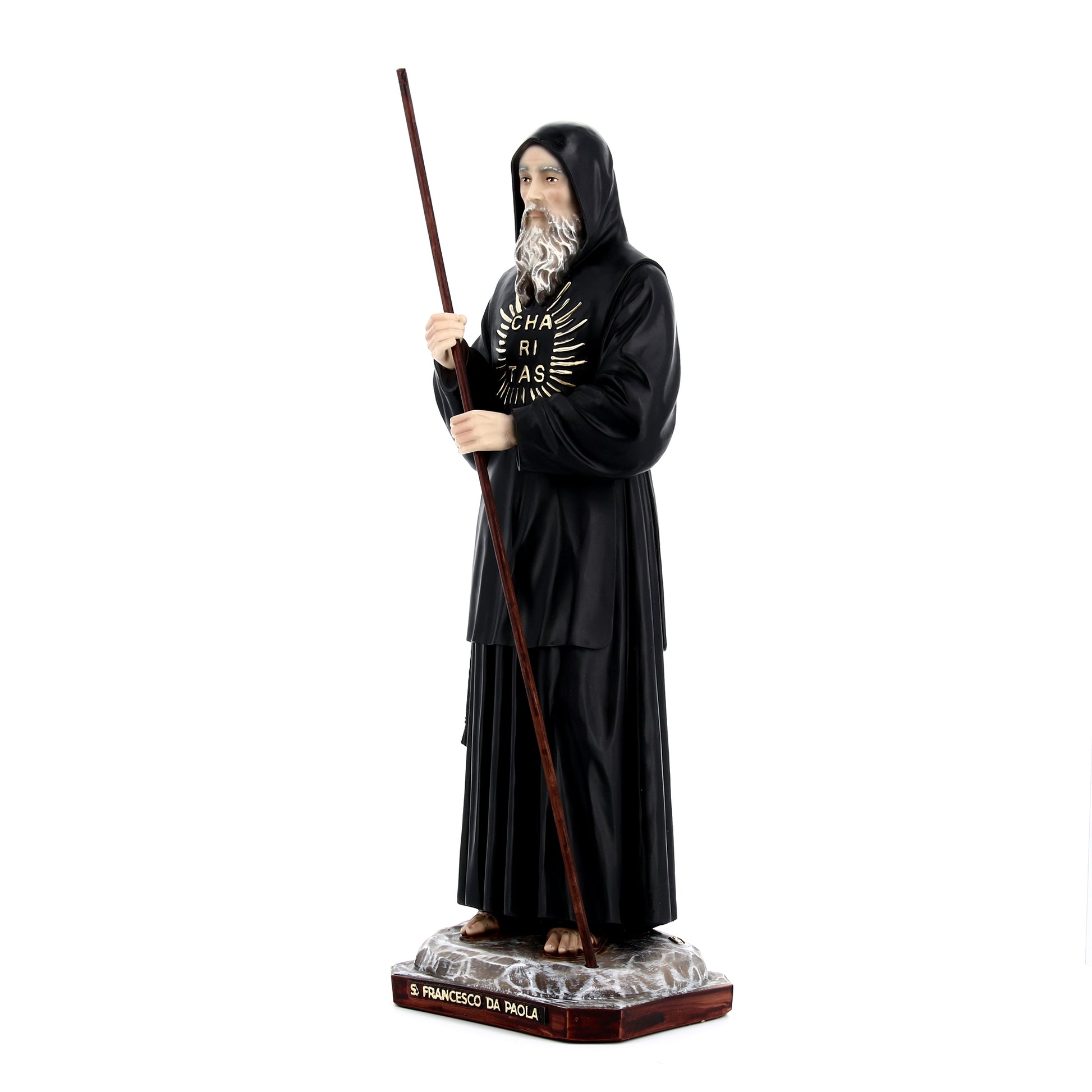 Statua San Francesco da Paola in resina vuota. Altezza 45 cm