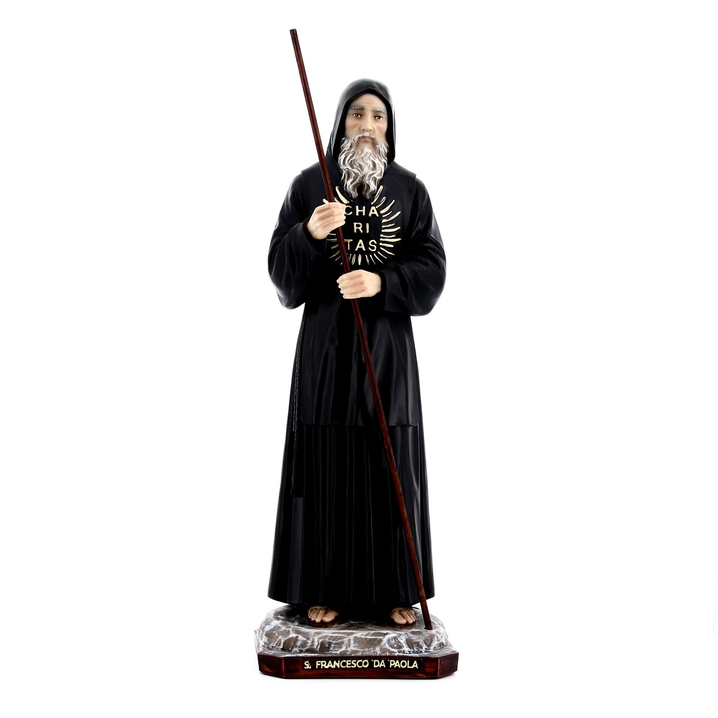 Statua San Francesco da Paola in resina vuota. Altezza 45 cm