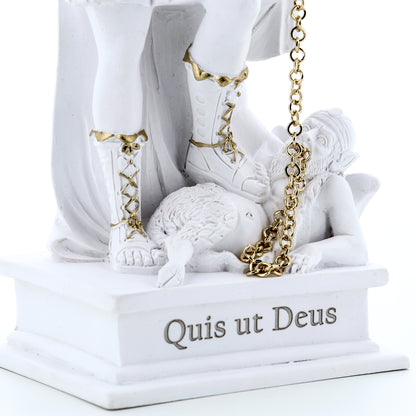 Statua San Michele in polvere di marmo con dettagli oro. Altezza 25 cm