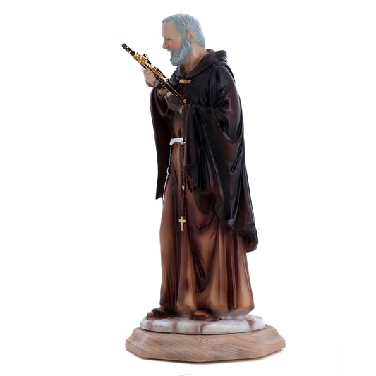 Statua San Pio in resina colorata. Altezza 20 cm.