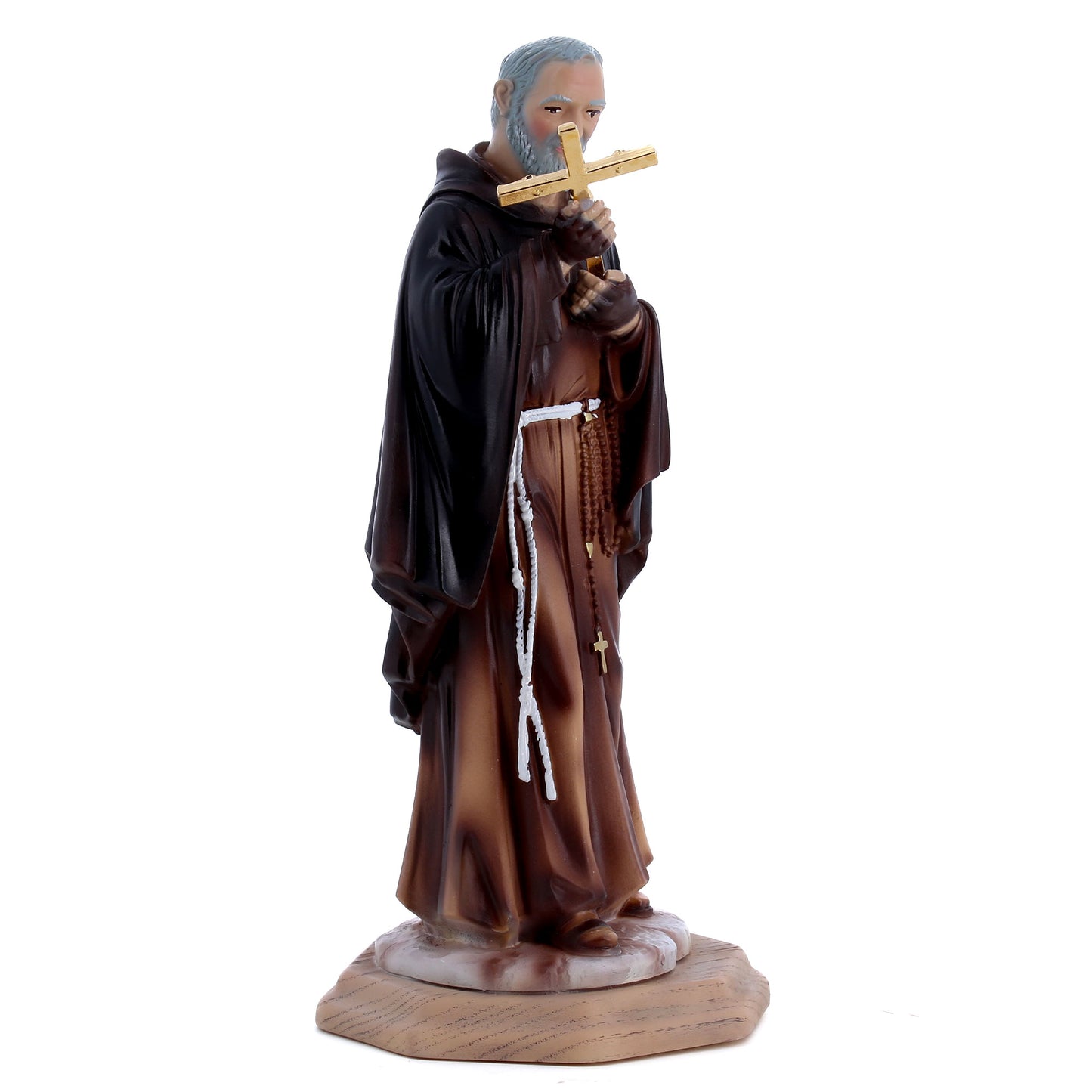 Statua San Pio in resina colorata. Altezza 20 cm.