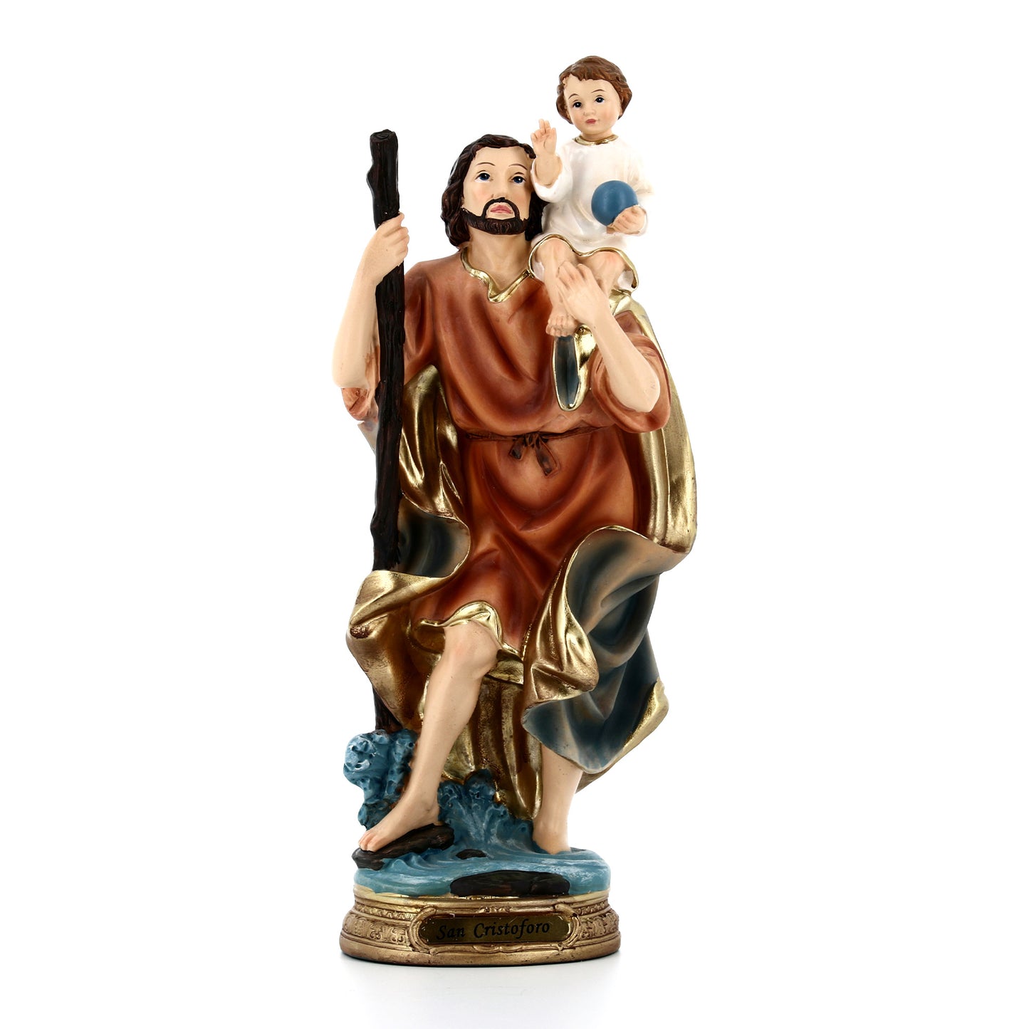 Statua di San Cristoforo in resina. Altezza 30 cm
