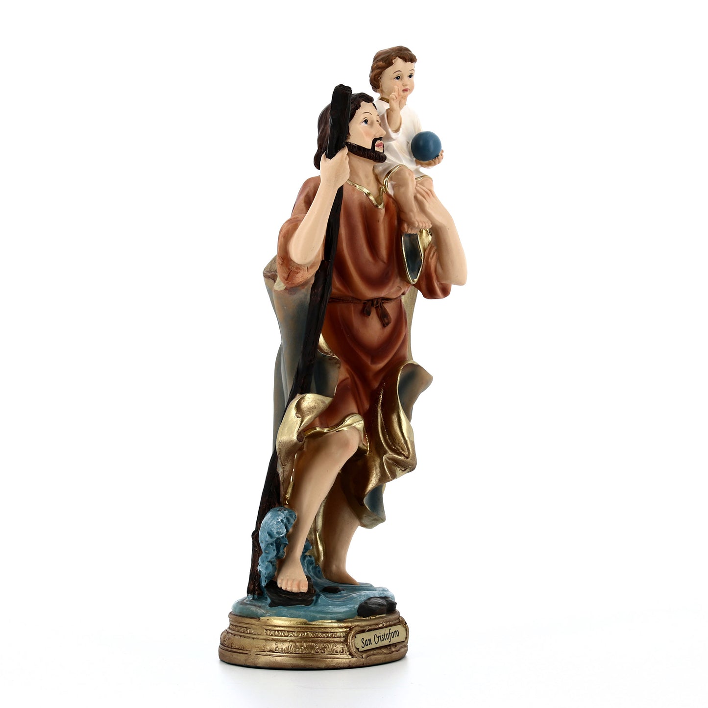 Statua di San Cristoforo in resina. Altezza 30 cm