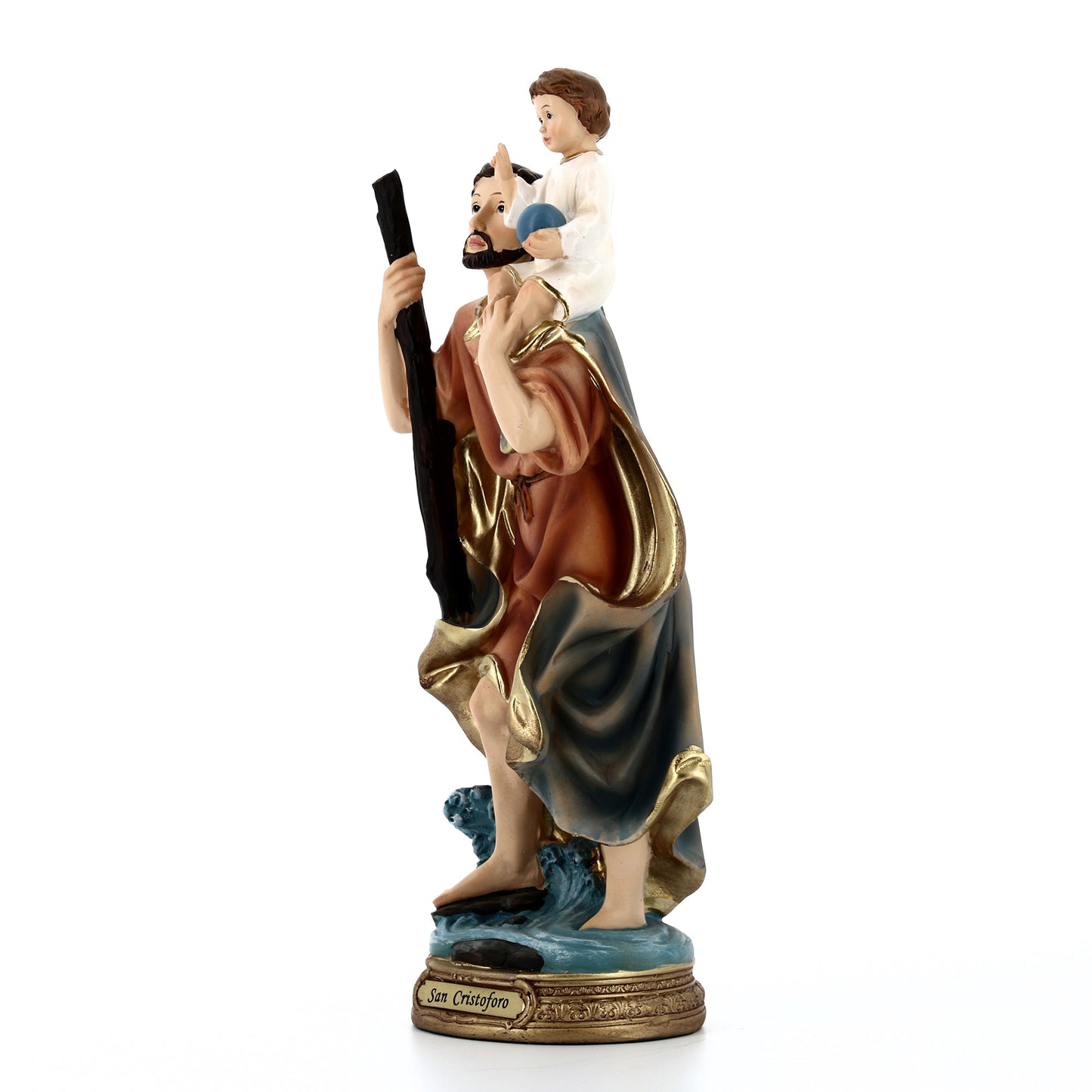 Statua di San Cristoforo in resina. Altezza 30 cm