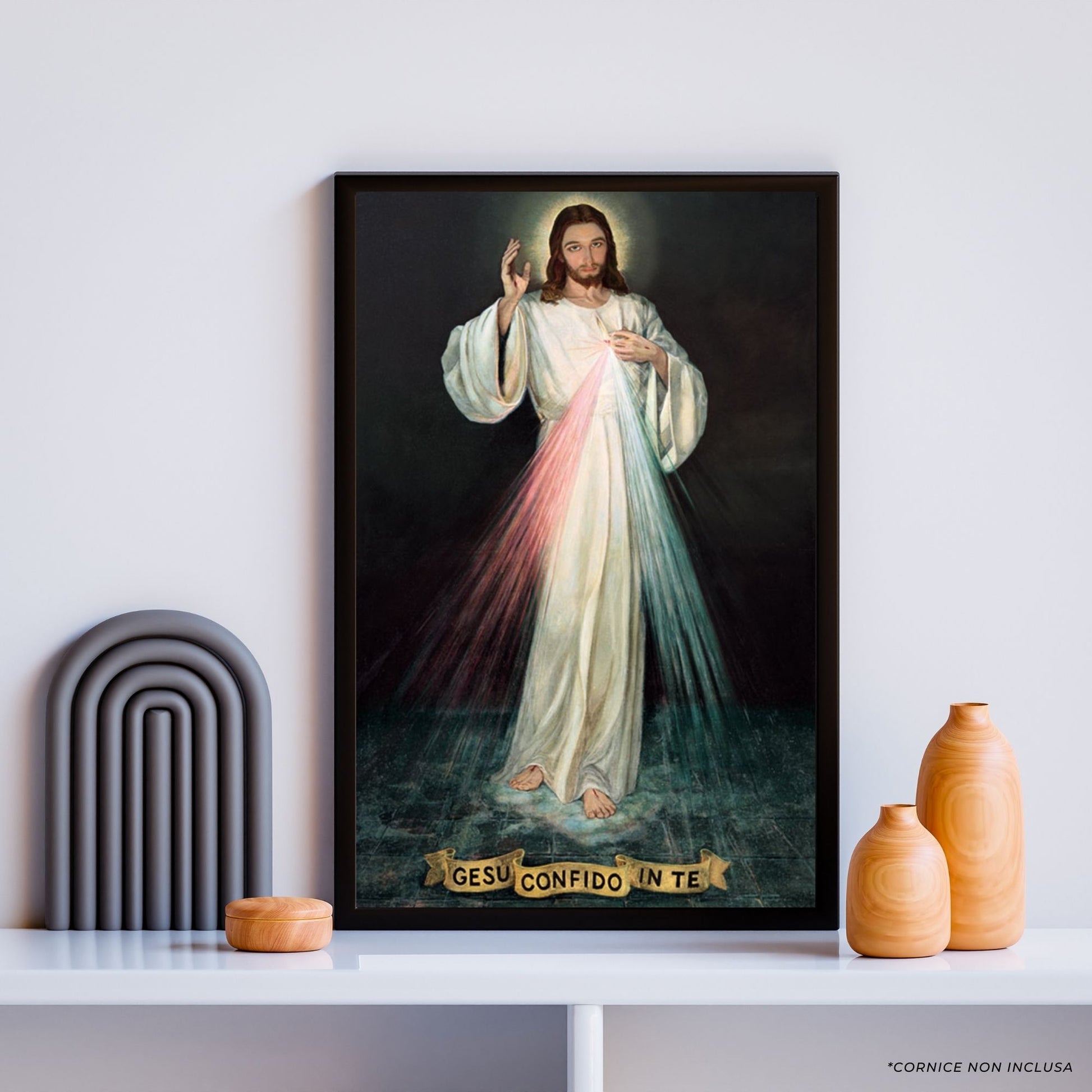 Foto Gesù misericordioso su seta cm 31x41