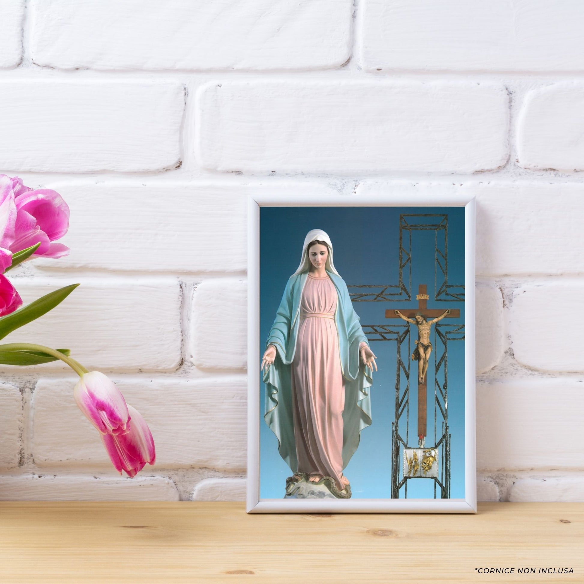 Foto beata Vergine Maria con crocifisso e tabernacolo cm 25x35
