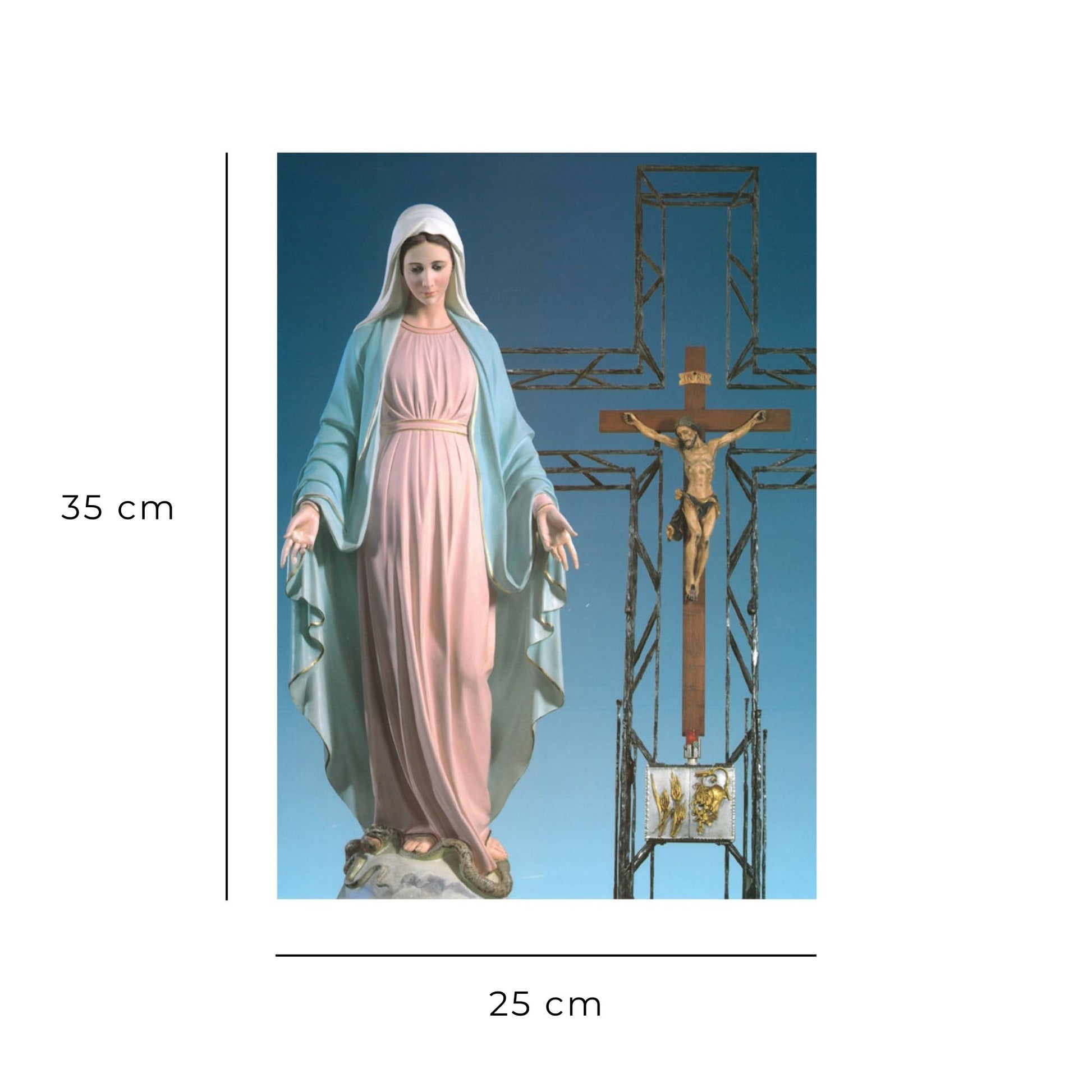 Foto beata Vergine Maria con crocifisso e tabernacolo cm 25x35